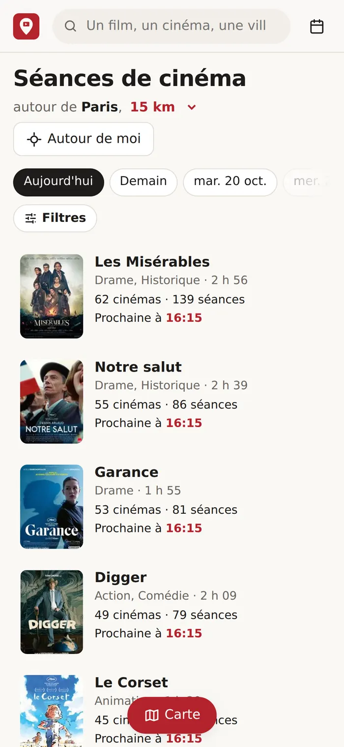 Cinemap, films à l’affiche autour de Paris avec la prochaine séance